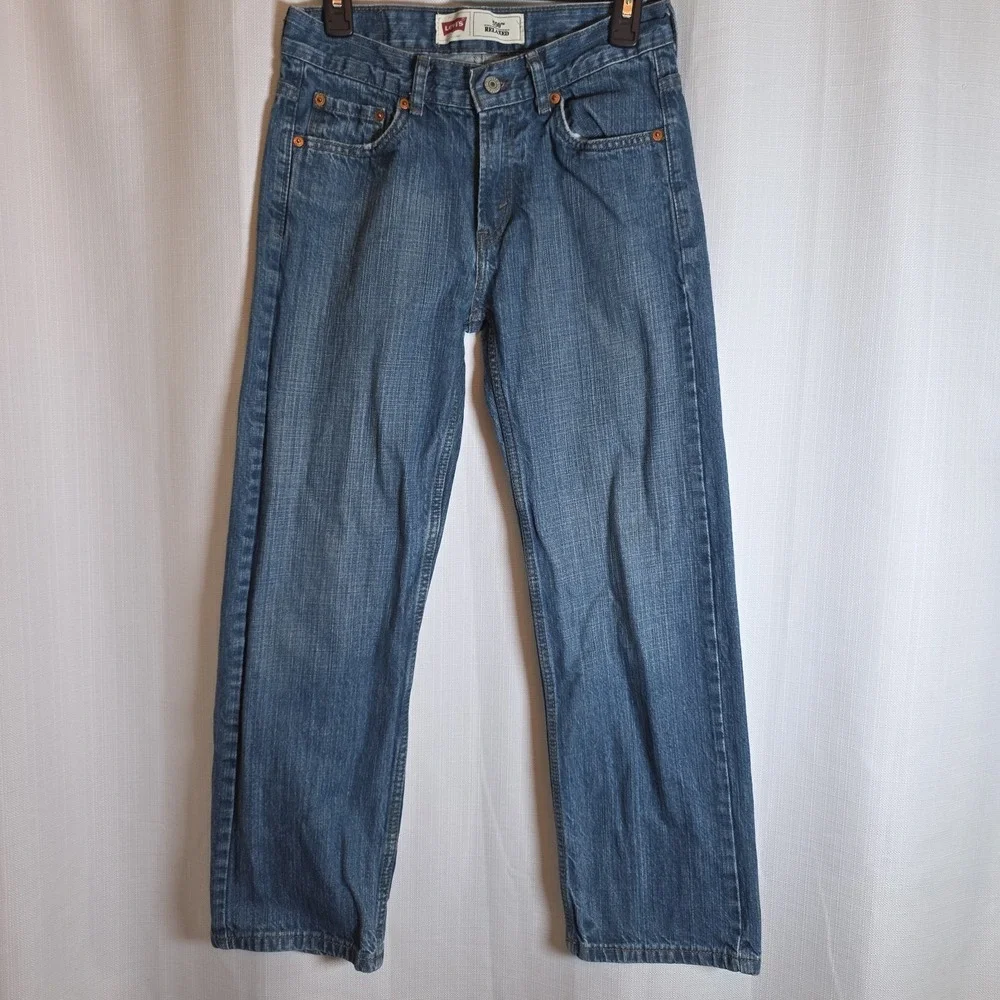 Levi's 550 Relaxed Boys Youth Jeans Size 14 Reg Dark Wash Denim Straight Leg